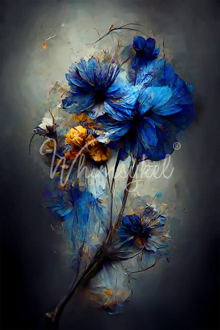 Blue Orange Floral Decay