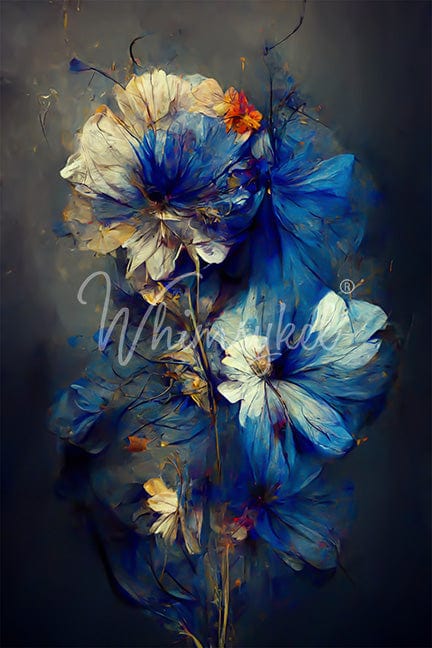 Blue White Floral Decay