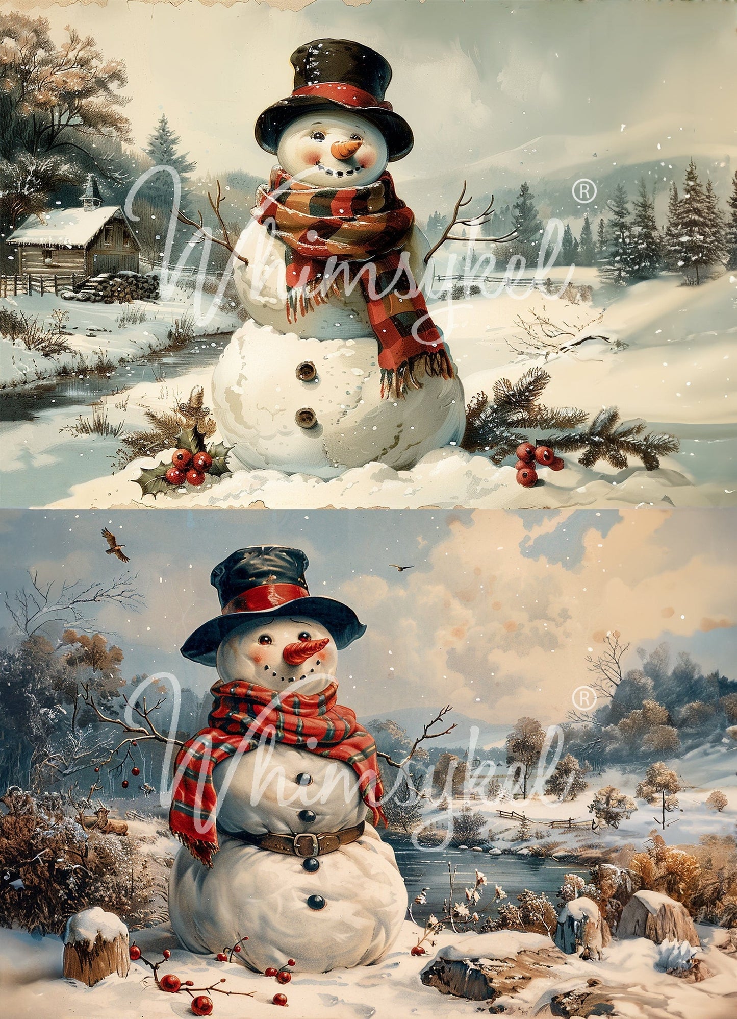 Snowman Duo | 18 lb Decoupage Tissue Paper| 21x29 in