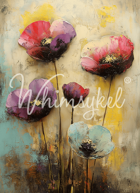 Painted Poppies  | 18 lb Decoupage Tissue Paper | 21x29 in