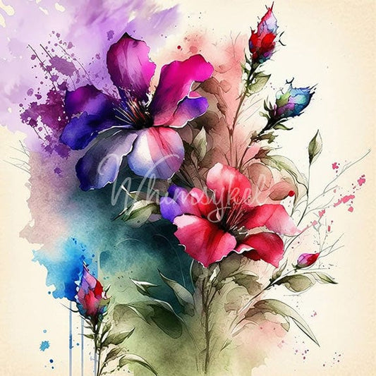 Brightly Colored Watercolor Flowers