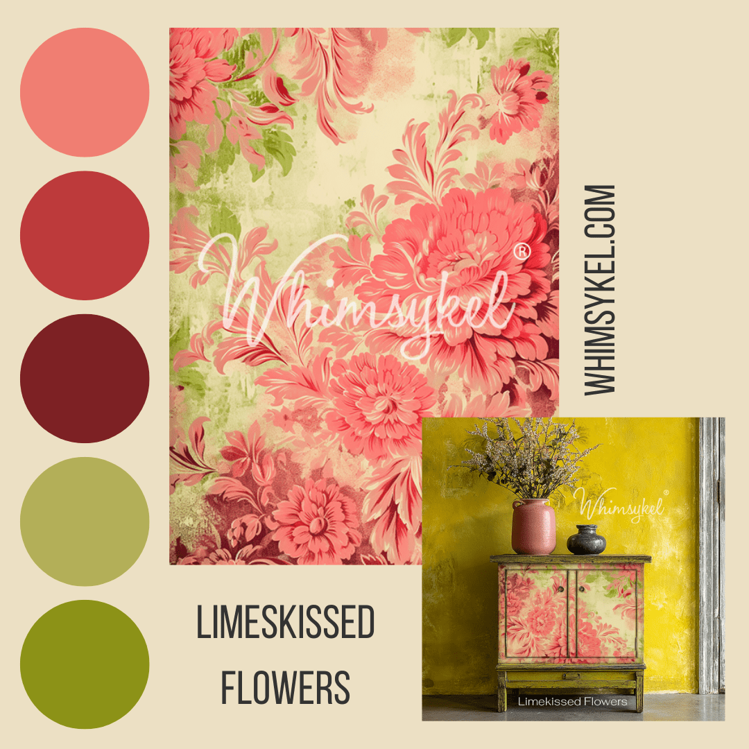 Limekissed Flowers | 18 lb Decoupage Tissue Paper | 21x29 in