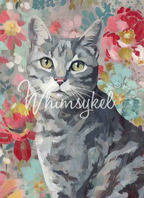 Grey Tabby Cat | Tissue or Rice Decoupage Paper