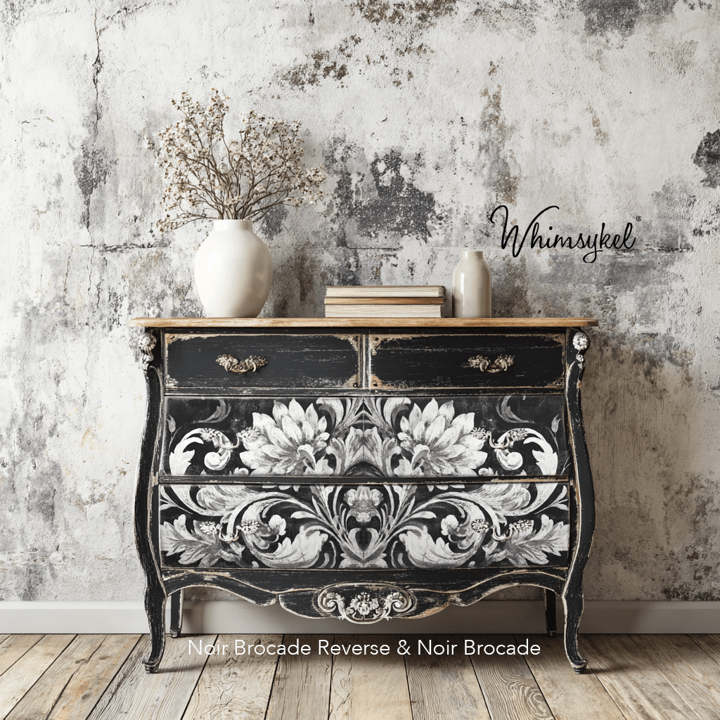Noir Brocade | 18 lb Decoupage Tissue Paper | 2 Sizes