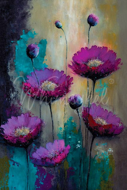 Papier de découpage de coquelicots violets 21x29