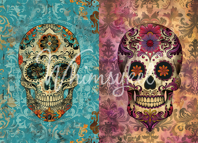 Sugar Skull Divas Decoupage Tissue Paper 29x21