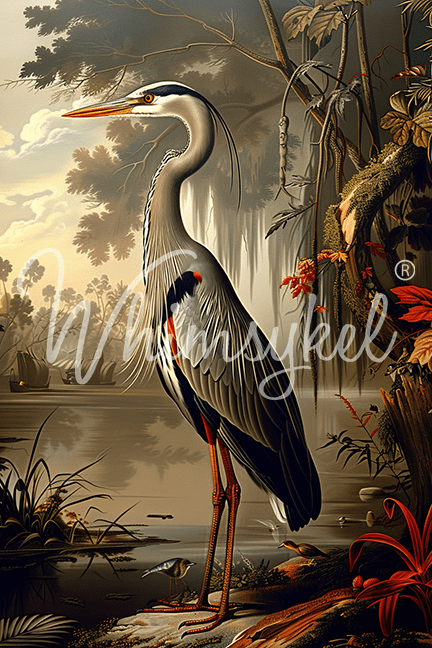 Vintage Heron | Tissue or Rice Decoupage Paper