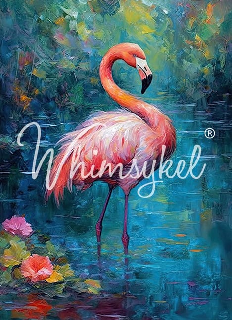 Flamingo Oasis Reverse | Tissue or Rice Decoupage Paper