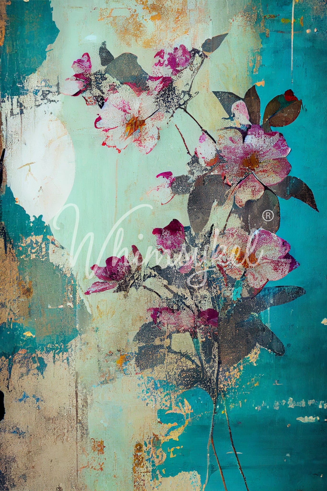 Faded Flowers Decoupage Tissue Paper 21x29